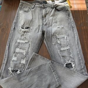 Waimea Distressed Skinny Fit Gray Washed Jeans 36x32